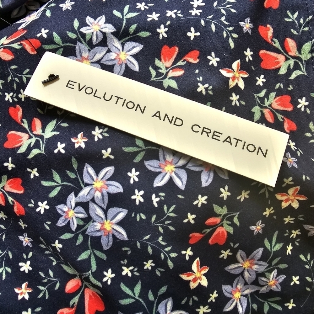 Evolution And Creation Navy Floral Racerback Crop Tank Top Sports Bra Size XL - Picture 6 of 8